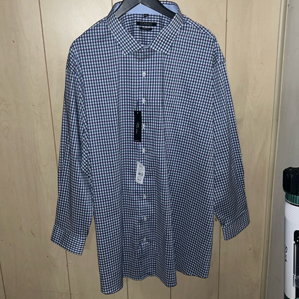 Men’s Synergy performance stretch 22/37/38 long sleeve button down dress shirt